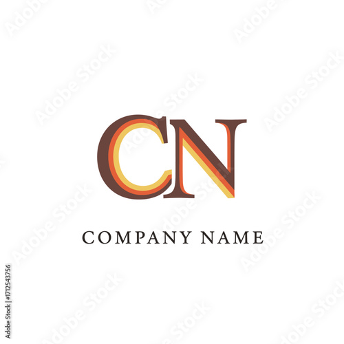 Elegant CN Letter Logo Design with Warm Tones for Business Branding.