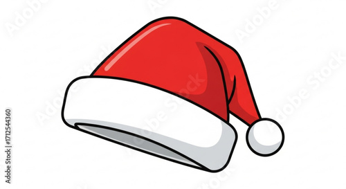 Illustration of a red santa claus hat with white trim, perfect for christmas and holidaythemed designs and decorations