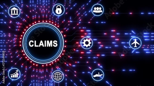 Wallpaper Mural Claims business concept on futuristic circuit board, technology background. Digital interface and innovation. Torontodigital.ca