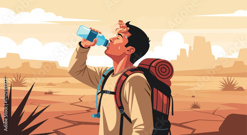 Dehydration And Thirst: The Hiker's Challenge In The Arid Desert Landscape