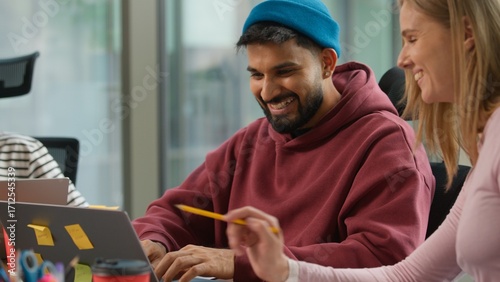 Canvas-taulu Pensive thinking Arabian informal business man Indian male worker startup founde