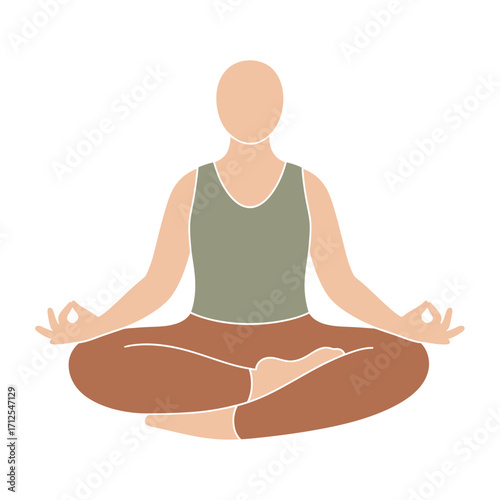 Meditating Figure in Lotus Position for Wellness and Mindfulness.
