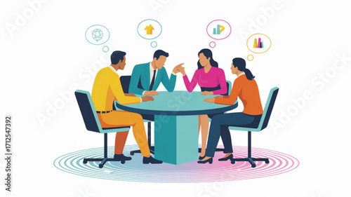Business meeting brainstorming session teamwork collaboration discussion strategy planning innovation idea generation 100
