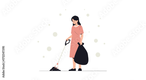 Environmental Conservation Advocate Picking Up Debris to Help Maintain a Clean Environment