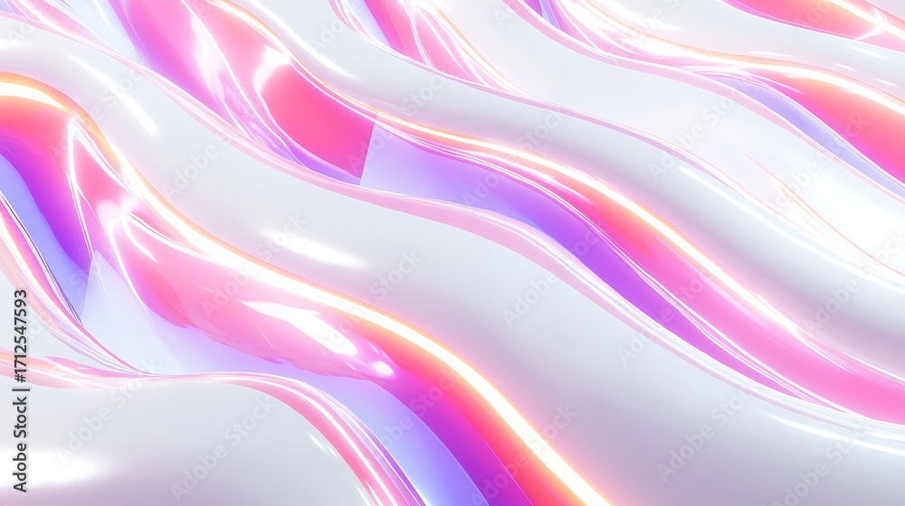 Fototapeta premium Abstract Flowing Waves with Glossy Surfaces and Vibrant Pink and Purple Highlights for Background and Design Use