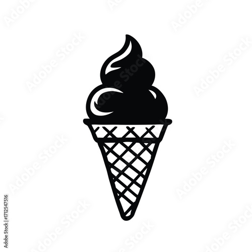 A colorful ice cream cone vector illustration with chocolate and vanilla scoops, perfect for a sweet summer dessert