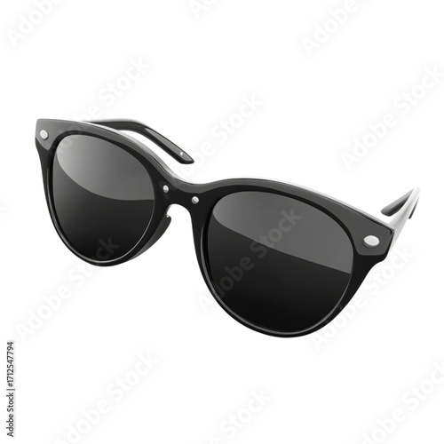 Classic transparent wayfarer style sunglasses on a transparent background