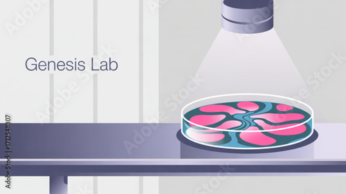 Genesis lab petri dish experiment research biology science medical innovation and development illustration