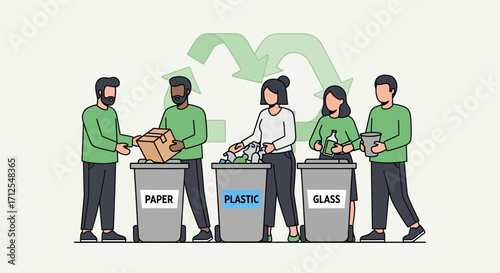 Eco-Conscious Individuals Sort Materials For Sustainability And Environmental Responsibility