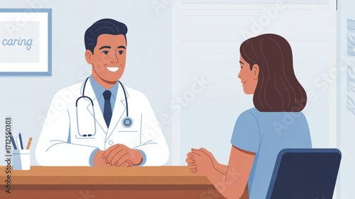 Doctor patient consultation medical advice healthcare professional appointment visit and care