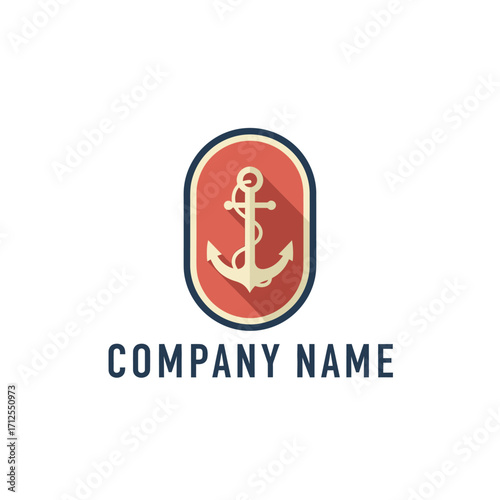 Vintage Anchor Logo Design with Oval Frame for Nautical Company Branding.