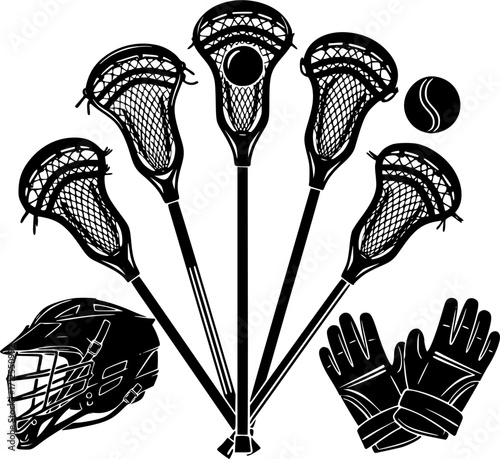 Lacrosse equipment silhouettes, Lacrosse silhouettes, Lacrosse bundle silhouettes, Lacrosse stick silhouettes, Lacrosse , Lacrosse clipart set