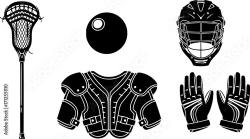 Lacrosse equipment silhouettes, Lacrosse silhouettes, Lacrosse bundle silhouettes, Lacrosse stick silhouettes, Lacrosse , Lacrosse clipart set