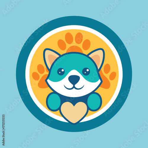 Cute paw print icon for pet care and veterinary services