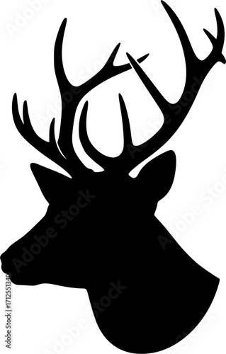 Deer Head Svg, Deer Head Silhouette, Deer Antler Silhouette, Deer Antler Svg, Deer Head Vector, Deer Head Clipart.