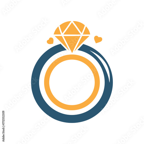 Elegant romantic wedding ring icon logo for marriage and engagement celebrations