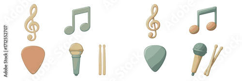 Various musical icons representing instruments and notes in a modern and colorful design