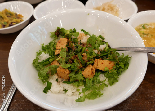 Korean Rice Bowl with Vegetables and Tofu