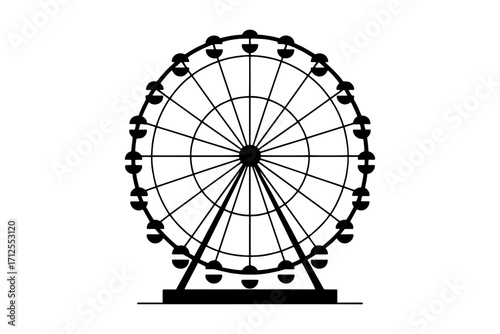 silhouette of Ferris wheel, classic amusement park attraction 