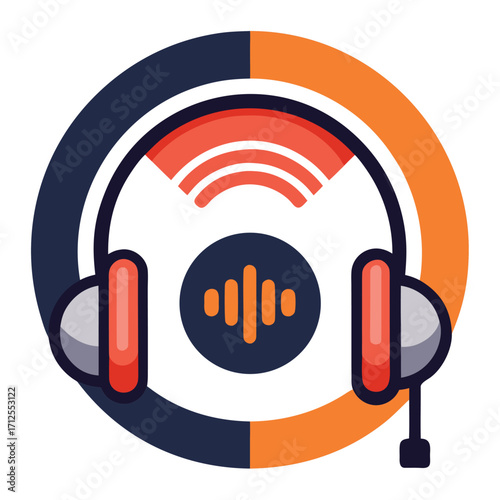 Modern music headphone icon representing studio sound and audio technology
