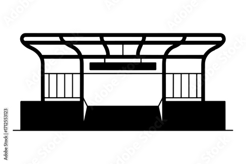 silhouette of  modern bus station transport stop