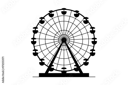 silhouette of Ferris wheel, classic amusement park attraction 