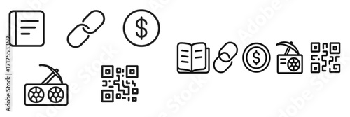 Symbols representing digital transactions and information sharing in a modern design