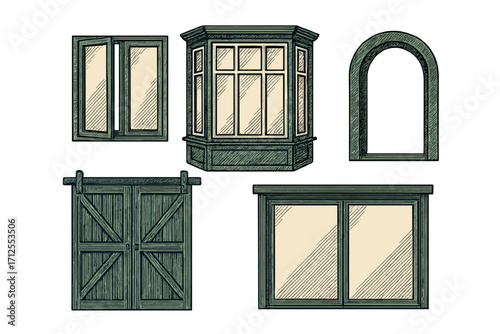 Various window designs showcasing different styles and shapes for home decoration projects