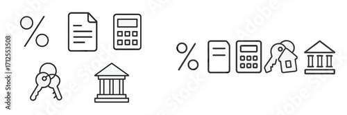 Symbols representing finance, banking and key calculations for managing money in a clear and concise layout
