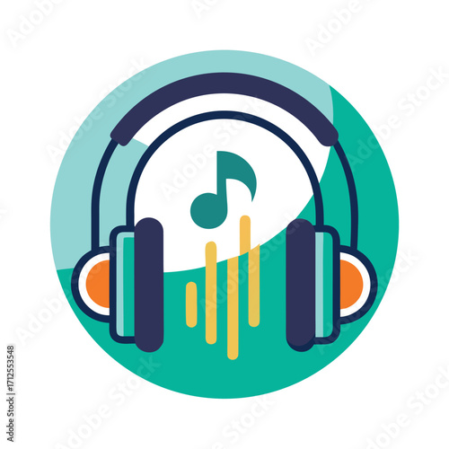 Modern music headphone icon logo for studio sound and audio services