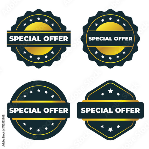 Special Offer. Gold & Dark Design Badges for Marketing Promotions