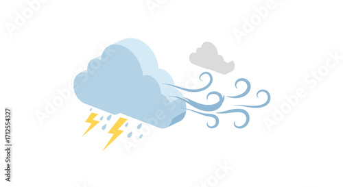 Minimalist weather icons with storm cloud and lightning