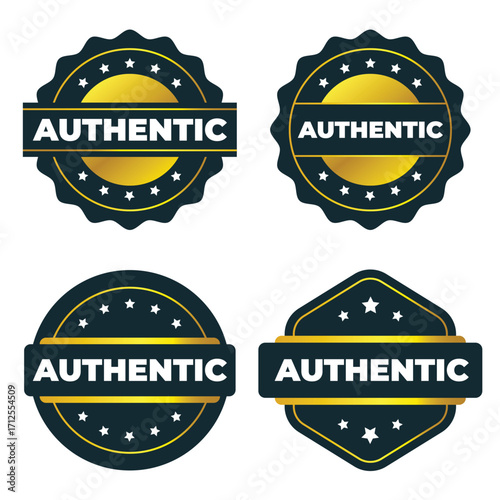 Authenticity Badges. Gold and Dark Seal Vector Graphics