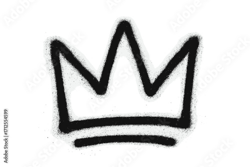 Graffiti crown icon. Spray paint texture doodle. Hand drawn king, queen royal sign. Urban street art sketch. Punk grunge element for power, success, victory concept vector.