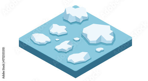 Isometric iceberg floating in arctic ocean