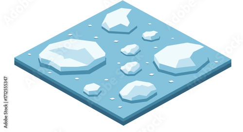 Geometric icebergs: isometric ice landscape with 3d low poly design