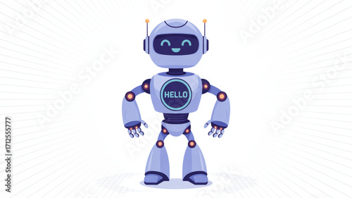 Friendly robot assistant ai chatbot vector illustration for technology and automation design projects