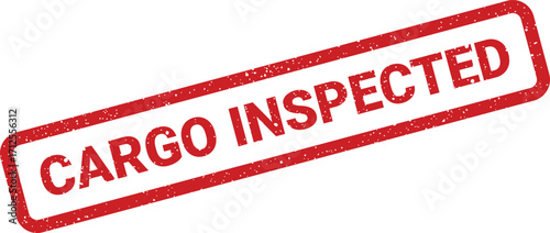 Distressed cargo inspected rubber stamp illustration, shipping compliance and inspection sticker design