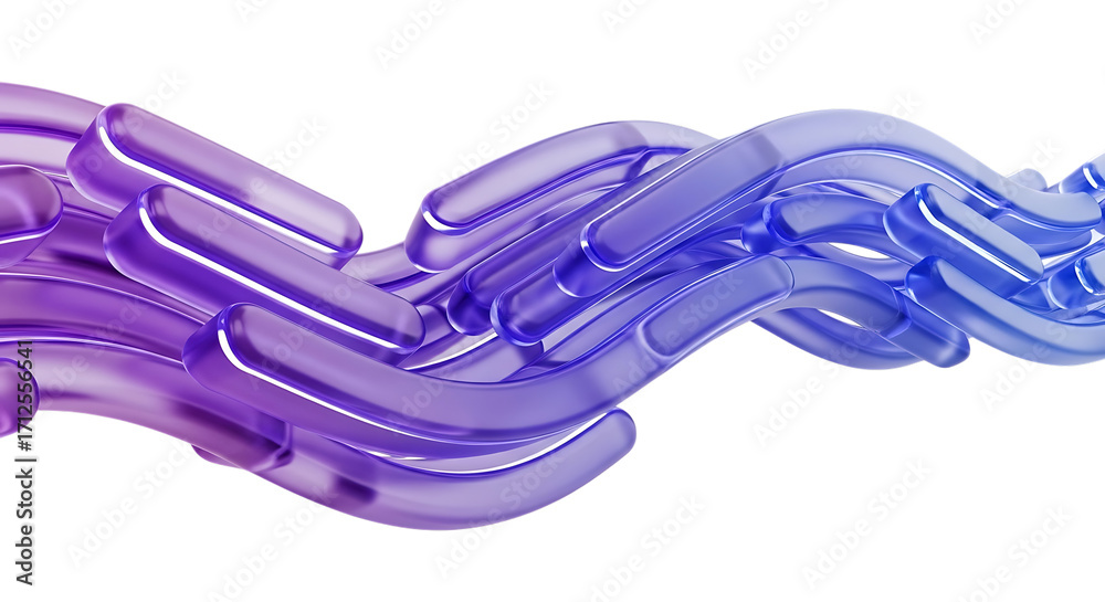 Naklejka premium Illustration of abstract purple and blue wavy chain isolated on transparent background