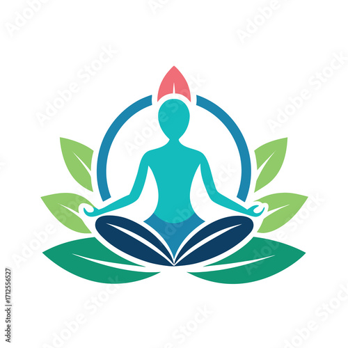 Serene yoga lotus meditation icon logo for calm relaxation and wellness