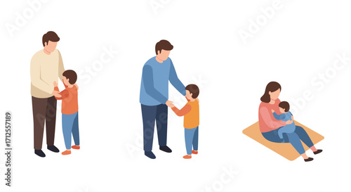 Family interaction scenes: parents spending quality time with children