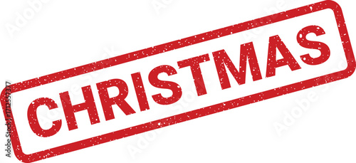 Distressed Christmas stamp with speckled texture and rectangle border, isolated design
