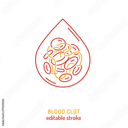 Blood clot pictogram showing vessel obstruction. Vector medical icon