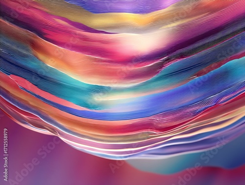 Abstract Wave Patterns in Vibrant Colors of Blue, Purple, Orange and Pink Flowing in Smooth Textured Design