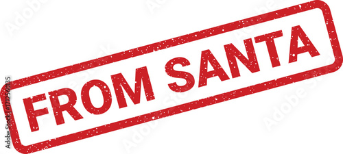 Distressed festive From Santa text within a rectangular stamp effect, holiday themed