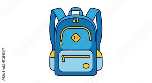 A vibrant blue backpack with yellow accents, perfect for school, travel, or everyday use, showcasing a simple and clean design