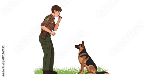 Handler Giving Treat To A German Shepherd Dog During Training Session