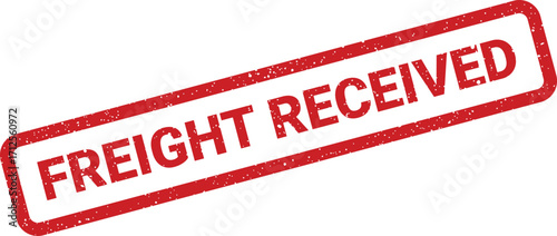 Distressed freight received stamp with grunge effect, logistics confirmation artwork