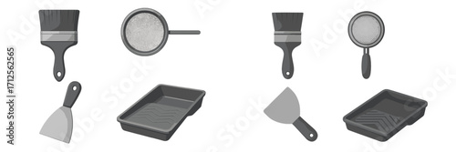 Kitchen tools collection showcasing various utensils for cooking and baking tasks in neutral colors