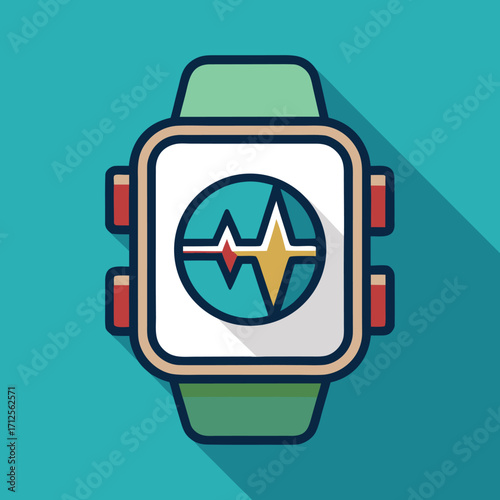 Modern smartwatch and fitness tracker icons for technology and health applications